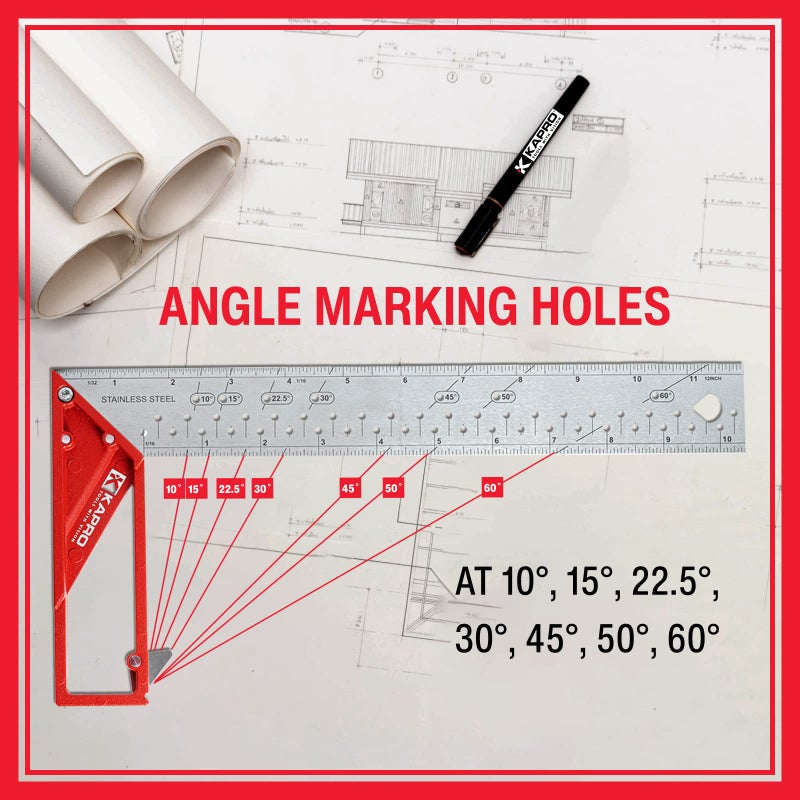 Kapro - 353 Professional Ledge-It Try & Mitre Square - For Leveling and Measuring - Features Stainless Steel Blade, Retractable Ledge, and Etched Ruler Markings - 12 Inch - Image 3